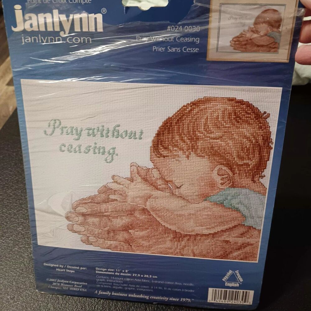 Janlynn Pray Without Ceasing 2002 #024-0030 Counted Cross Stitch Kit 11"X8"
